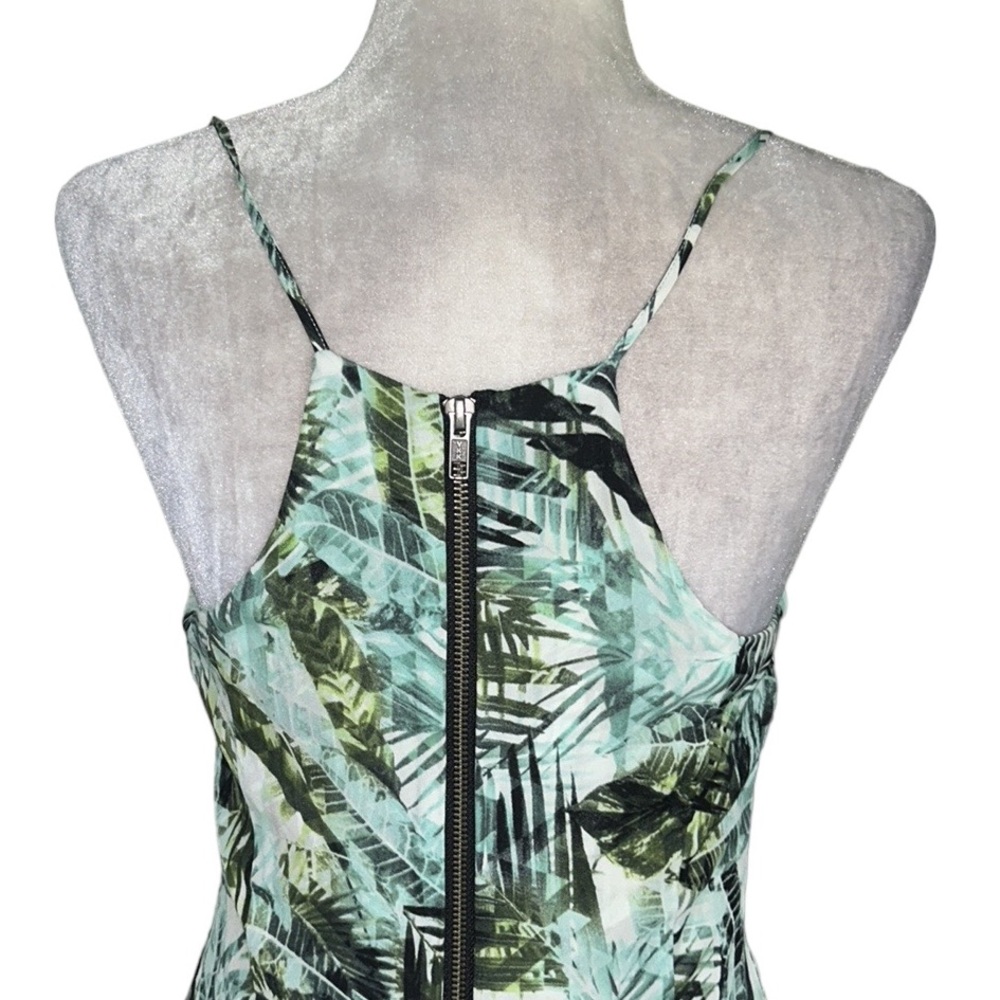 Parker Silk Amazonia Palm Leaf Print Asymmetrical Racerback Flared Mini Dress  M - Picture 6 of 11